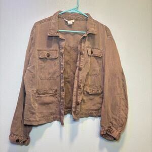 C & C California Army Green Linen Blend Utility Jacket Size Large